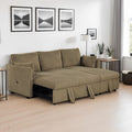 SL64002BR-SF 2 pc Denholme brown faux fur wide corduroy fabric sofa set with pop up chaise and pop up sleep area USB charging