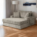 SL69000LB Ferryhill light brown faux fur hexagon design fabric upholstered chaise with cup holders