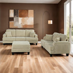 SL6932BG-2PC 2 pc Moretaine beige corduroy fabric sofa and love seat set with squared arms cup holders