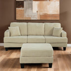 SL6932BG-2PC 2 pc Moretaine beige corduroy fabric sofa and love seat set with squared arms cup holders