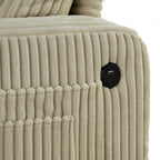 SL6932BG-2PC 2 pc Moretaine beige corduroy fabric sofa and love seat set with squared arms cup holders