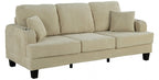 SL6932BG-2PC 2 pc Moretaine beige corduroy fabric sofa and love seat set with squared arms cup holders