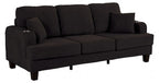 SL6932BK-2PC 2 pc Moretaine black corduroy fabric sofa and love seat set with squared arms cup holders