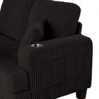 SL6932BK-2PC 2 pc Moretaine black corduroy fabric sofa and love seat set with squared arms cup holders
