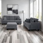 SL6932DG-2PC 2 pc Moretaine dark gray corduroy fabric sofa and love seat set with squared arms cup holders