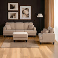 SL6936BG-2PC 2 pc Cinderford beige fabric sofa and love seat set with squared arms cup holders USB ports