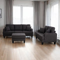 SL6936DG-2PC 2 pc Cinderford dark grey fabric sofa and love seat set with squared arms cup holders USB ports