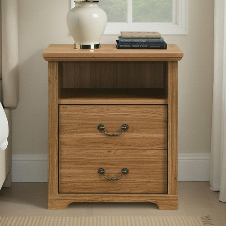 Amble Rustic Walnut 2-Drawer Nightstand – SL7200WN-N