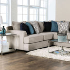 SM1120 2 pc gunnersbury grey chenille fabric "L" shaped sectional sofa set with rounded square arms