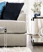 SM1120 2 pc gunnersbury grey chenille fabric "L" shaped sectional sofa set with rounded square arms