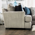 SM1120 2 pc gunnersbury grey chenille fabric "L" shaped sectional sofa set with rounded square arms