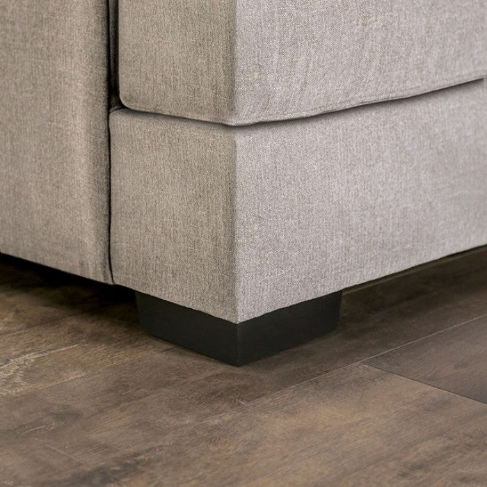 SM1120 2 pc gunnersbury grey chenille fabric "L" shaped sectional sofa set with rounded square arms