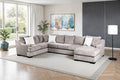 SM1249-SECT 3 pc Mayfield woven grey chenille fabric 164" large sectional sofa with chaise