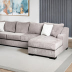 SM1249-SECT 3 pc Mayfield woven grey chenille fabric 164" large sectional sofa with chaise
