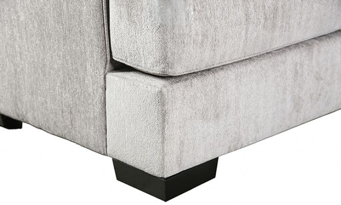 SM1249 2 pc Mayfield grey woven fabric sofa and love seat set multi color throw pillows set back arms
