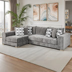 SM1250 2 pc Artesia charcoal grey woven textured fabric 134" large sectional sofa with chaise