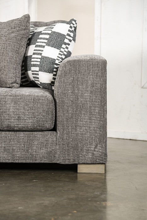 SM1250 2 pc Artesia charcoal grey woven textured fabric 134" large sectional sofa with chaise
