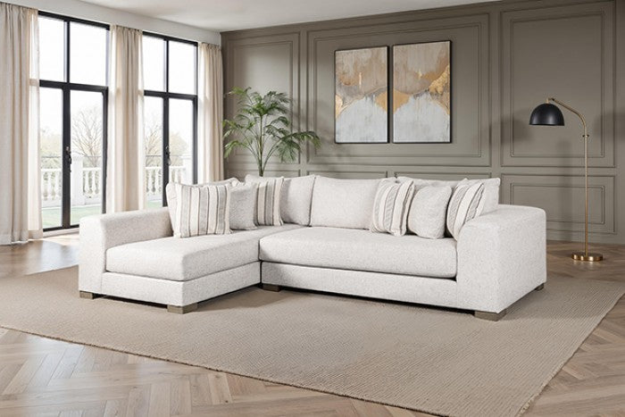 SM1251 2 pc Artesia natural quartzsite woven textured fabric 134" large sectional sofa with chaise
