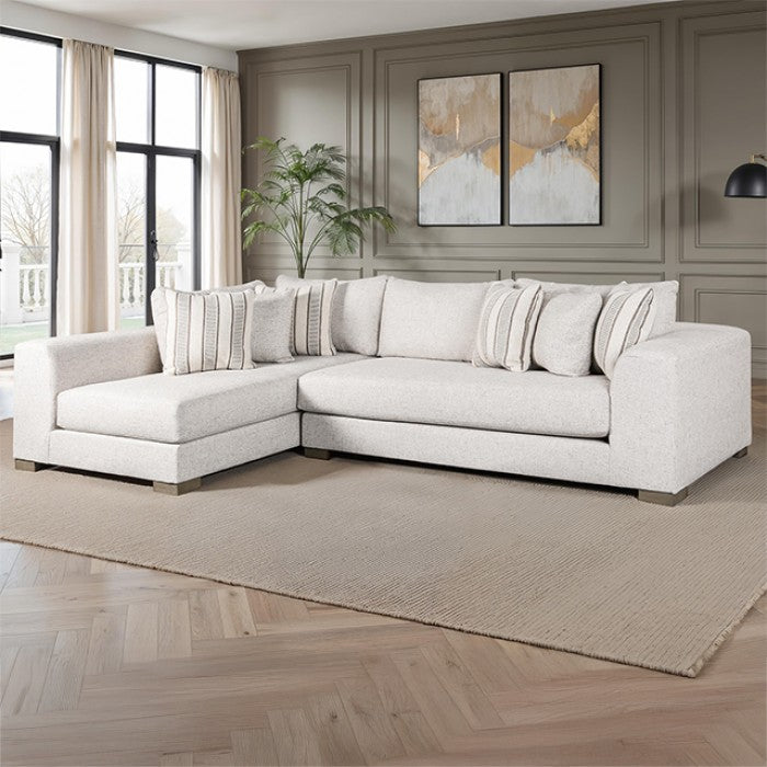 SM1251 2 pc Artesia natural quartzsite woven textured fabric 134" large sectional sofa with chaise