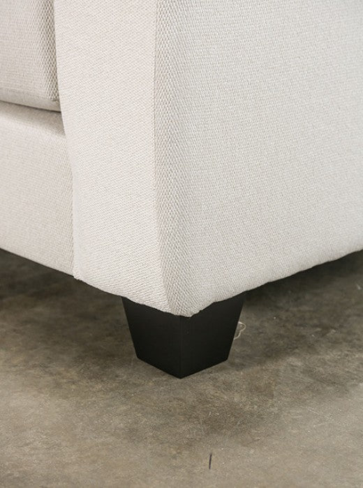 SM1252 2 pc Millburn white woven fabric sectional sofa with wide track arms mulitple throw pillows