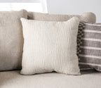 SM1253 2 pc Gervais taupe woven fabric sofa and love seat set multi color throw pillows nail head trim