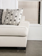 SM1254 2 pc Hyde park grey woven fabric sofa and love seat set multi color throw pillows set back arms