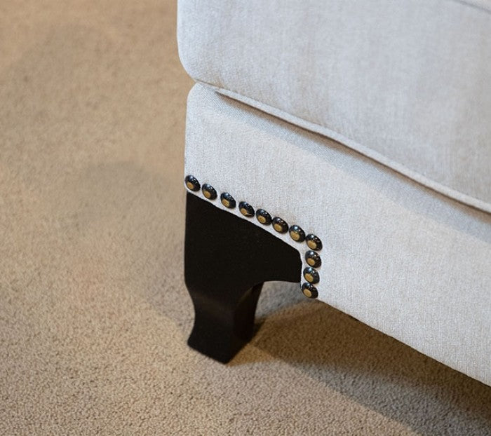 SM2201-TP 2 pc Lowell taupe fabric sofa and love seat set with set back sloped arms