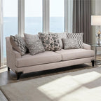 SM2201-TP 2 pc Lowell taupe fabric sofa and love seat set with set back sloped arms