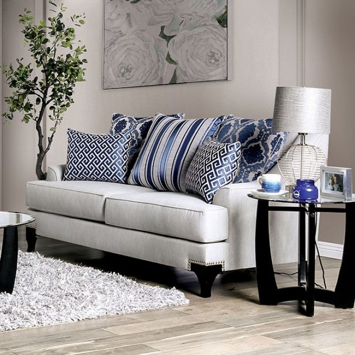 SM2207 2 pc Sisseton light grey chenille fabric sofa and love seat set