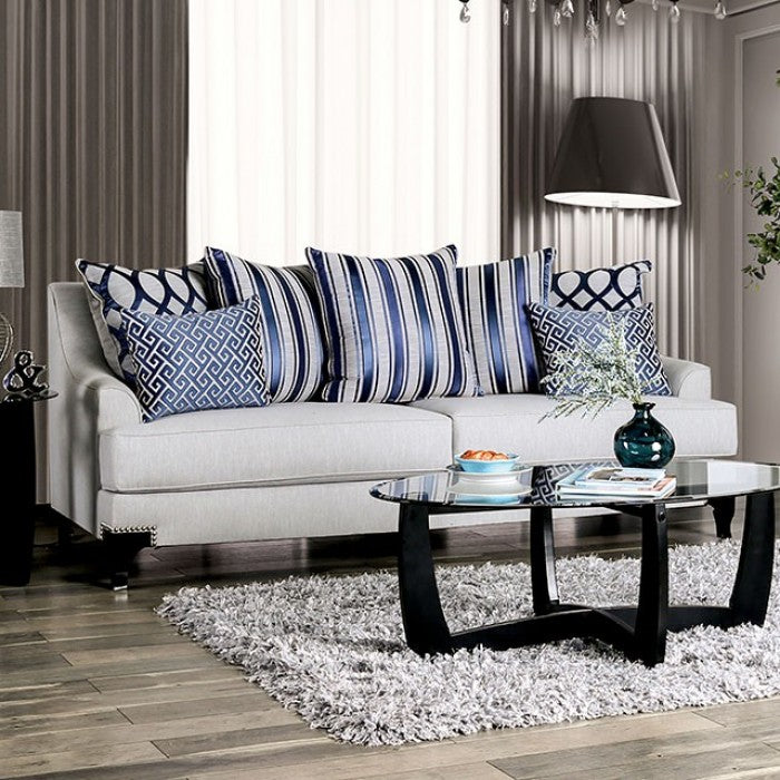 SM2207 2 pc Sisseton light grey chenille fabric sofa and love seat set
