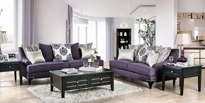SM2208 2 pc Sisseton purple chenille fabric sofa and love seat set