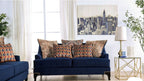 SM2210 2 pc Sisseton navy blue chenille fabric sofa and love seat set