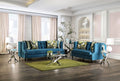 SM2219  2 pc Azuletti dark teal velvet like fabric sofa and love seat with nail head trim accents