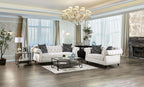 SM2228 2 pc Rosorf park Antionette white velvet fabric sofa and love seat set tufted backs