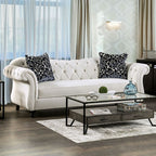 SM2228 2 pc Rosorf park Antionette white velvet fabric sofa and love seat set tufted backs