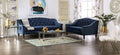 SM2230 2 pc Rosdorf park martinique blue velvet like fabric camel back tufted design sofa and love seat set