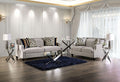 SM2270  2 pc Montecelio light grey velvet like fabric sofa and love seat with nail head trim accents