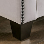 SM2270  2 pc Montecelio light grey velvet like fabric sofa and love seat with nail head trim accents