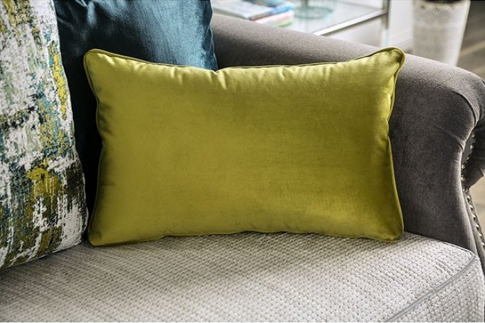 SM2286 2 pc Rosdorf park myra mariella gray plush microfiber fabric sofa and love seat set