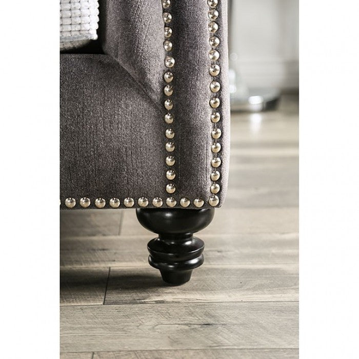 SM2286 2 pc Rosdorf park myra mariella gray plush microfiber fabric sofa and love seat set