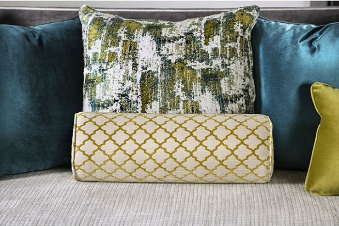 SM2286 2 pc Rosdorf park myra mariella gray plush microfiber fabric sofa and love seat set