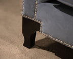 SM2296GY 2 pc Wilmette grey fabric sofa and love seat set tufted backs nail head trim accents