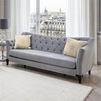 SM2296GY 2 pc Wilmette grey fabric sofa and love seat set tufted backs nail head trim accents