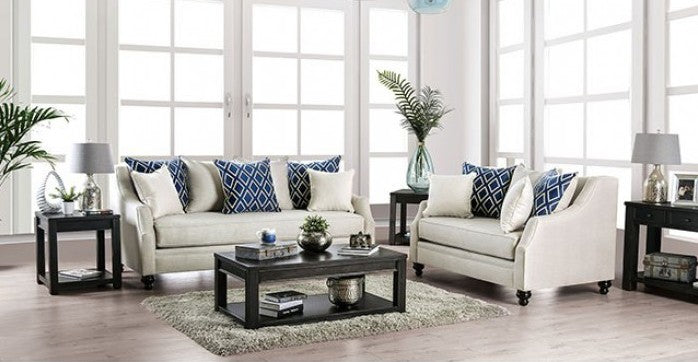 SM2669 2 pc Darby home Co. Nefyn ivory burlap weave fabric sofa and love seat set