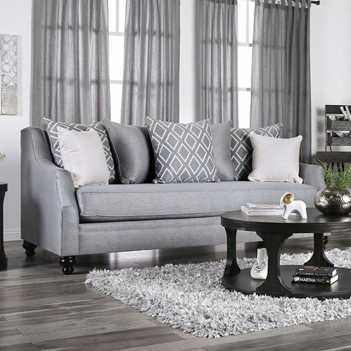 SM2670 2 pc Canora grey lovelle nefyn grey burlap weave fabric sofa and love seat set