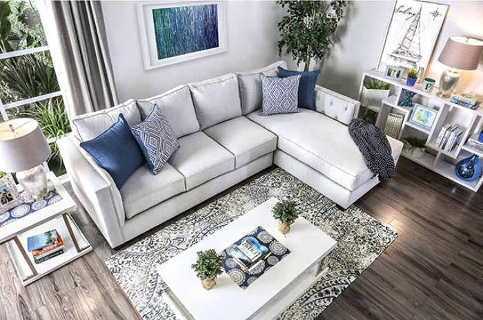 SM2671 2 pc Ornella lighy gray linen like fabric sectional sofa with chaise