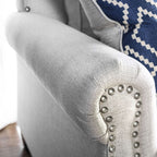 SM2672 2 pc Giovanni beige linen like fabric sofa and love seat set nail head trim