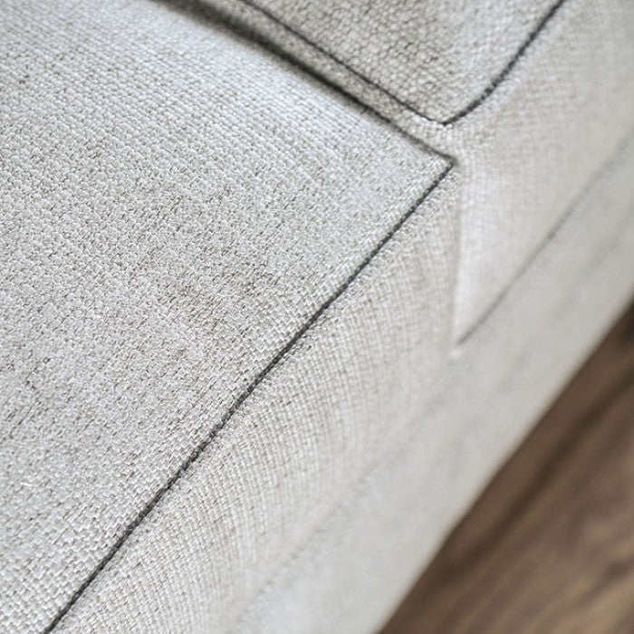 SM2673 2 pc Giovanni light gray linen like fabric sofa and love seat set nail head trim