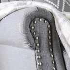 SM2673 2 pc Giovanni light gray linen like fabric sofa and love seat set nail head trim
