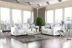 SM2675 2 pc Ilse off white chenille fabric sofa and love seat set track arms